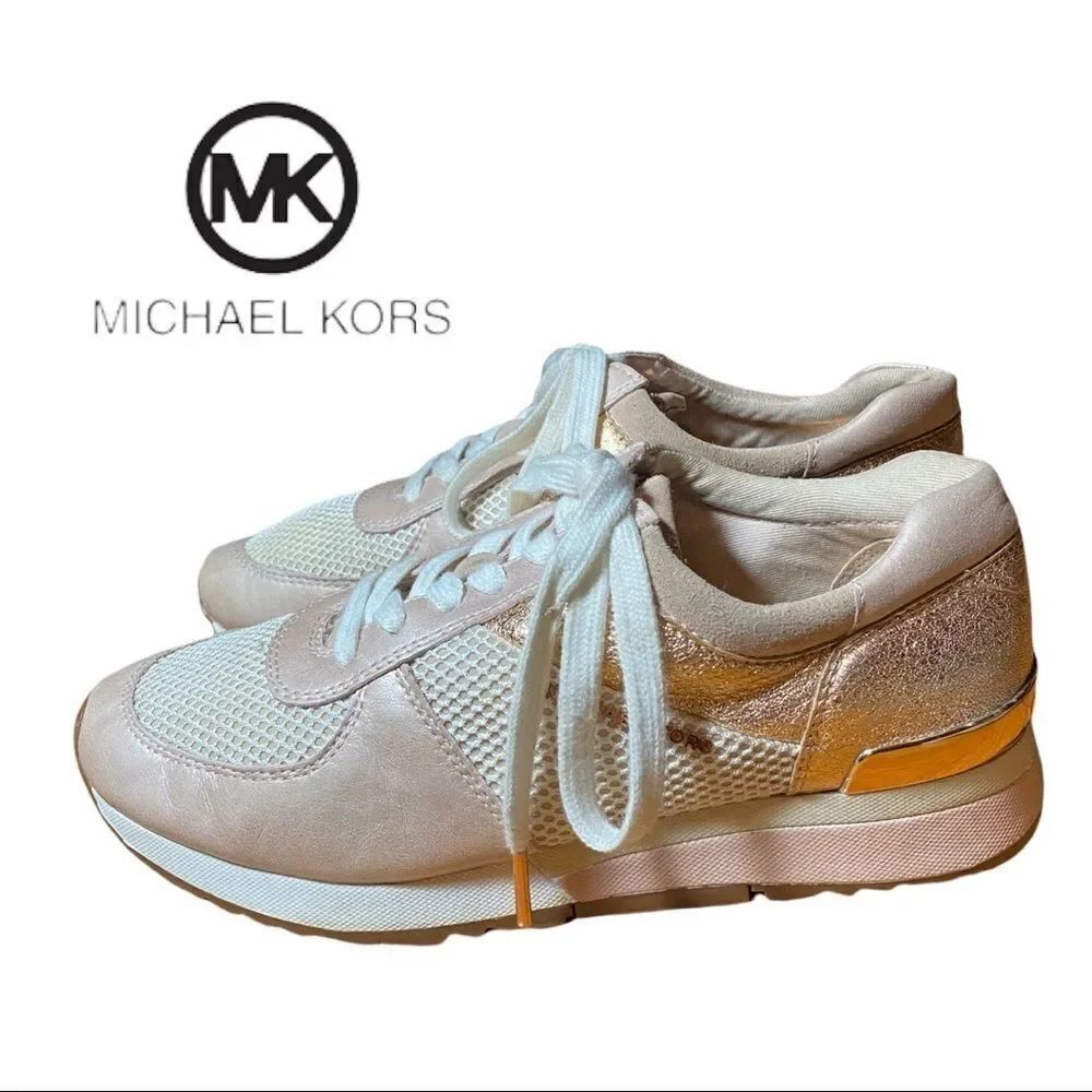 Michael Kors "Allie" Light Pink Rose Gold Leather Trainer Sneakers 6.5